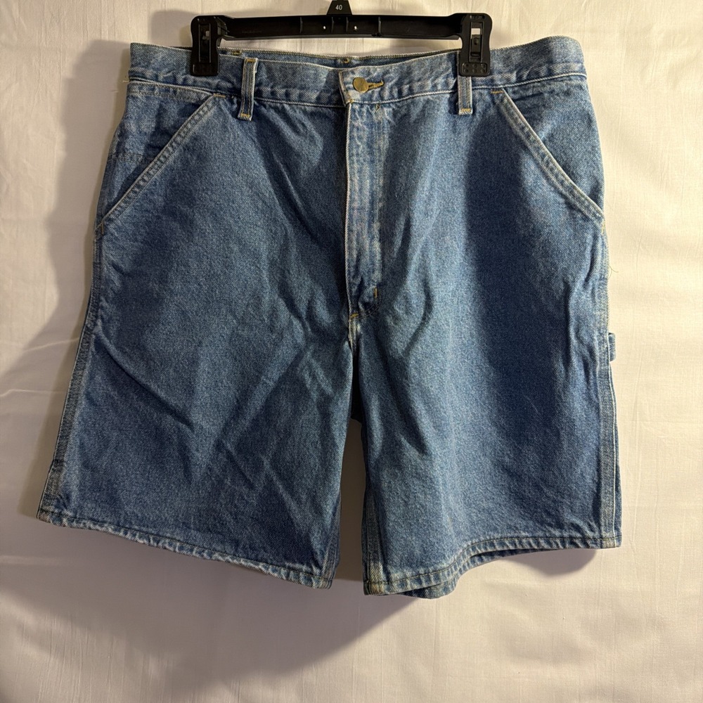 Y2K Carhartt Jean Shorts Mens 38 Blue Carpenter Denim Workwear Light Wash B29STW